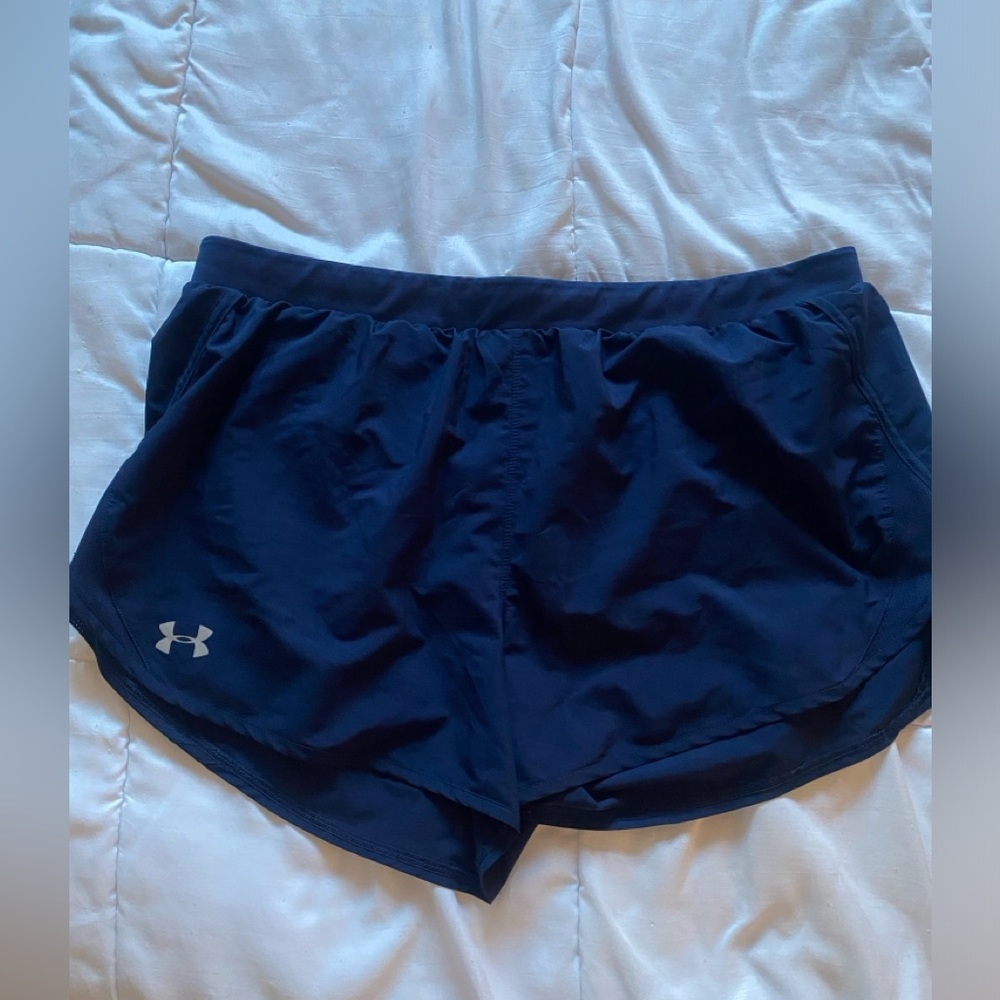 Women’s Under Armour Fly-By athletic shorts in navy